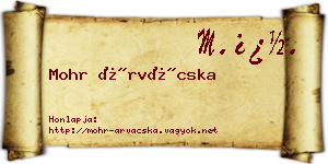Mohr Árvácska névjegykártya